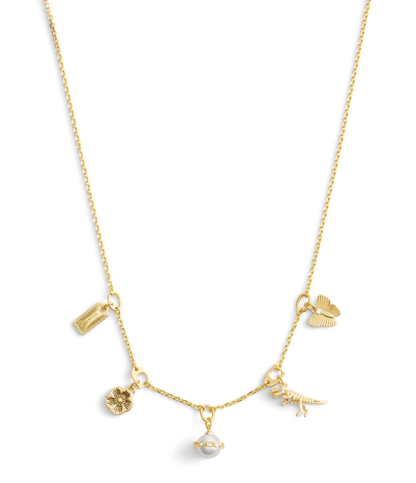 37527596GLD-Signature Heritage Pearl Mixed Charm Bib Necklace-Pearl