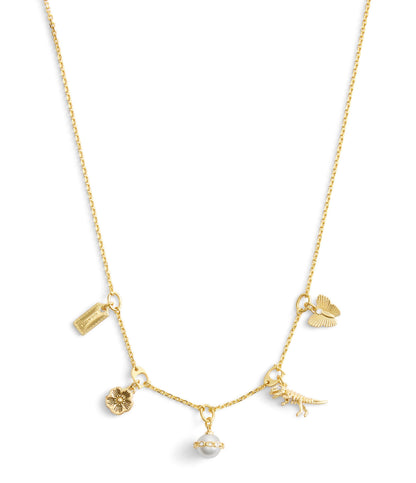 37527596GLD-Signature Heritage Pearl Mixed Charm Bib Necklace-Pearl