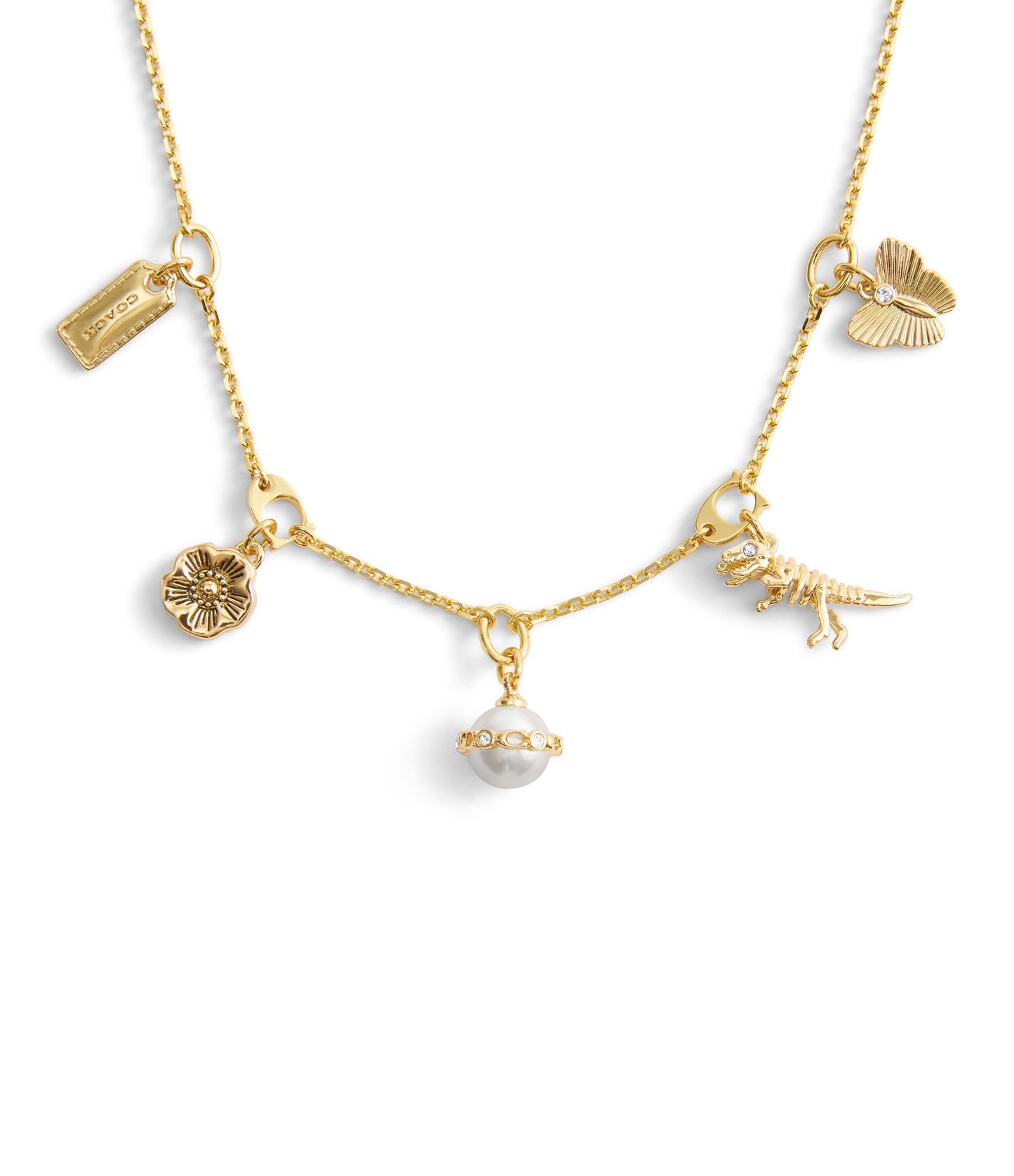 37527596GLD-Signature Heritage Pearl Mixed Charm Bib Necklace-Pearl