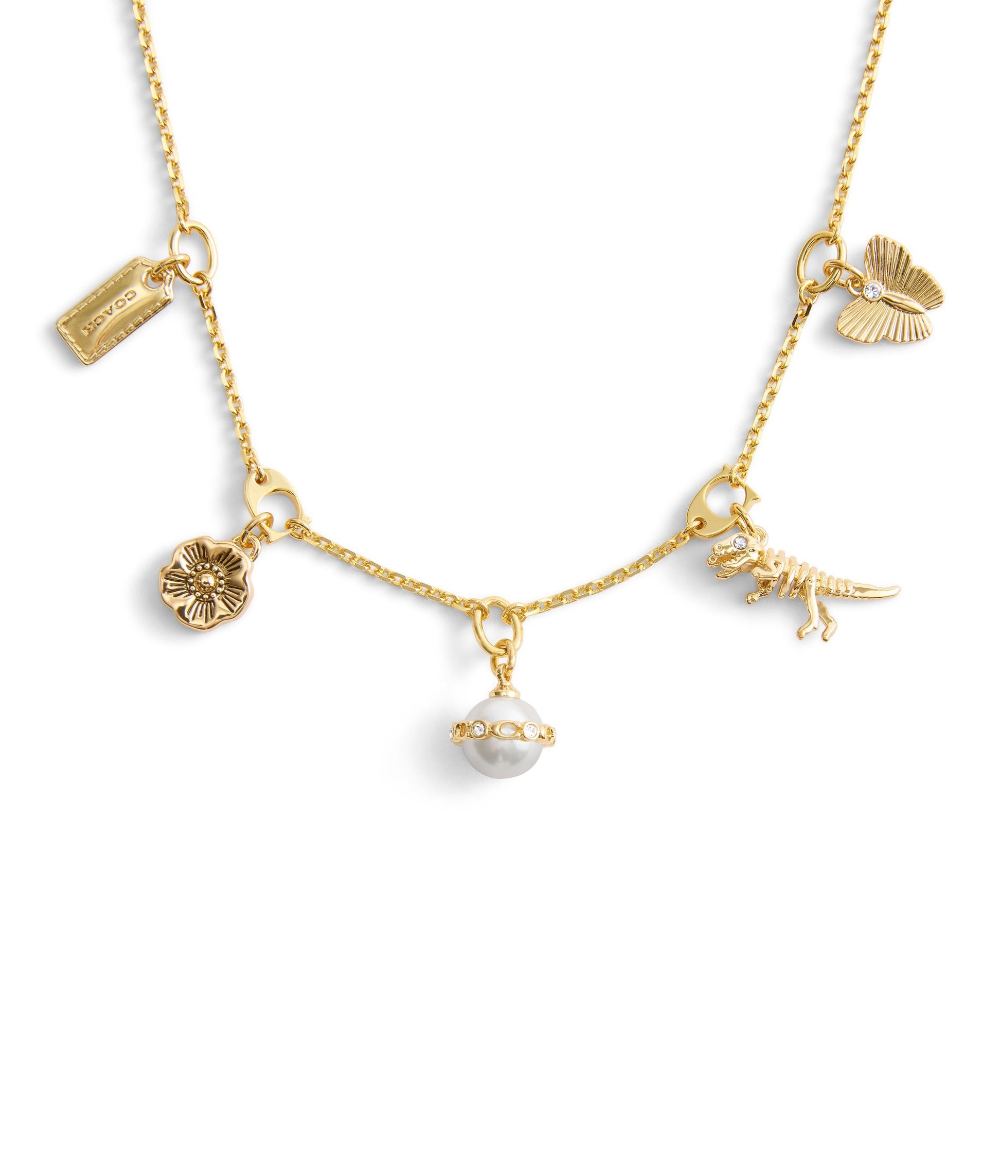 37527596GLD-Signature Heritage Pearl Mixed Charm Bib Necklace-Pearl