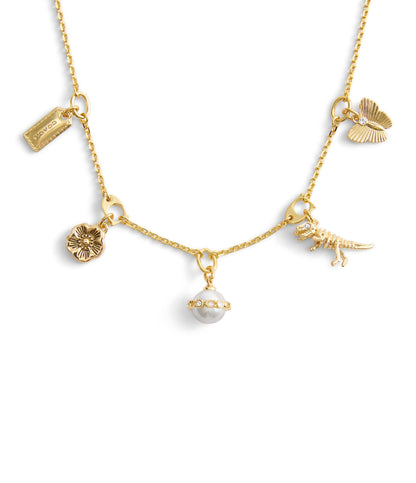 37527596GLD-Signature Heritage Pearl Mixed Charm Bib Necklace-Pearl