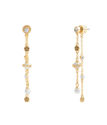 37527597GLD-Signature Heritage Mixed Charm Front Back Earrings-Pearl