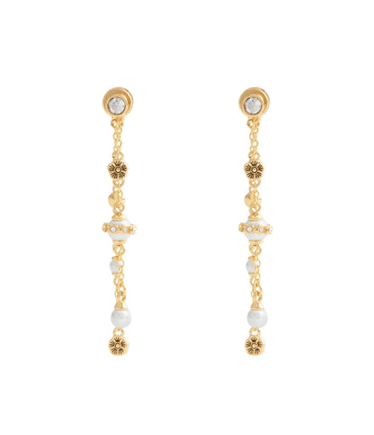 37527597GLD-Signature Heritage Mixed Charm Front Back Earrings-Pearl