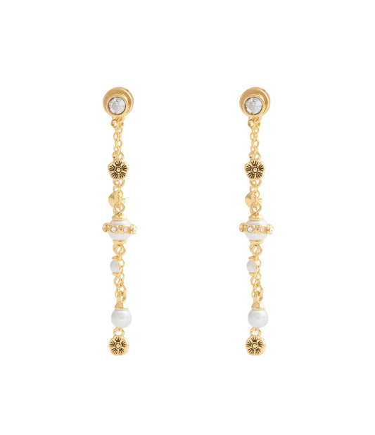37527597GLD-Signature Heritage Mixed Charm Front Back Earrings-Pearl