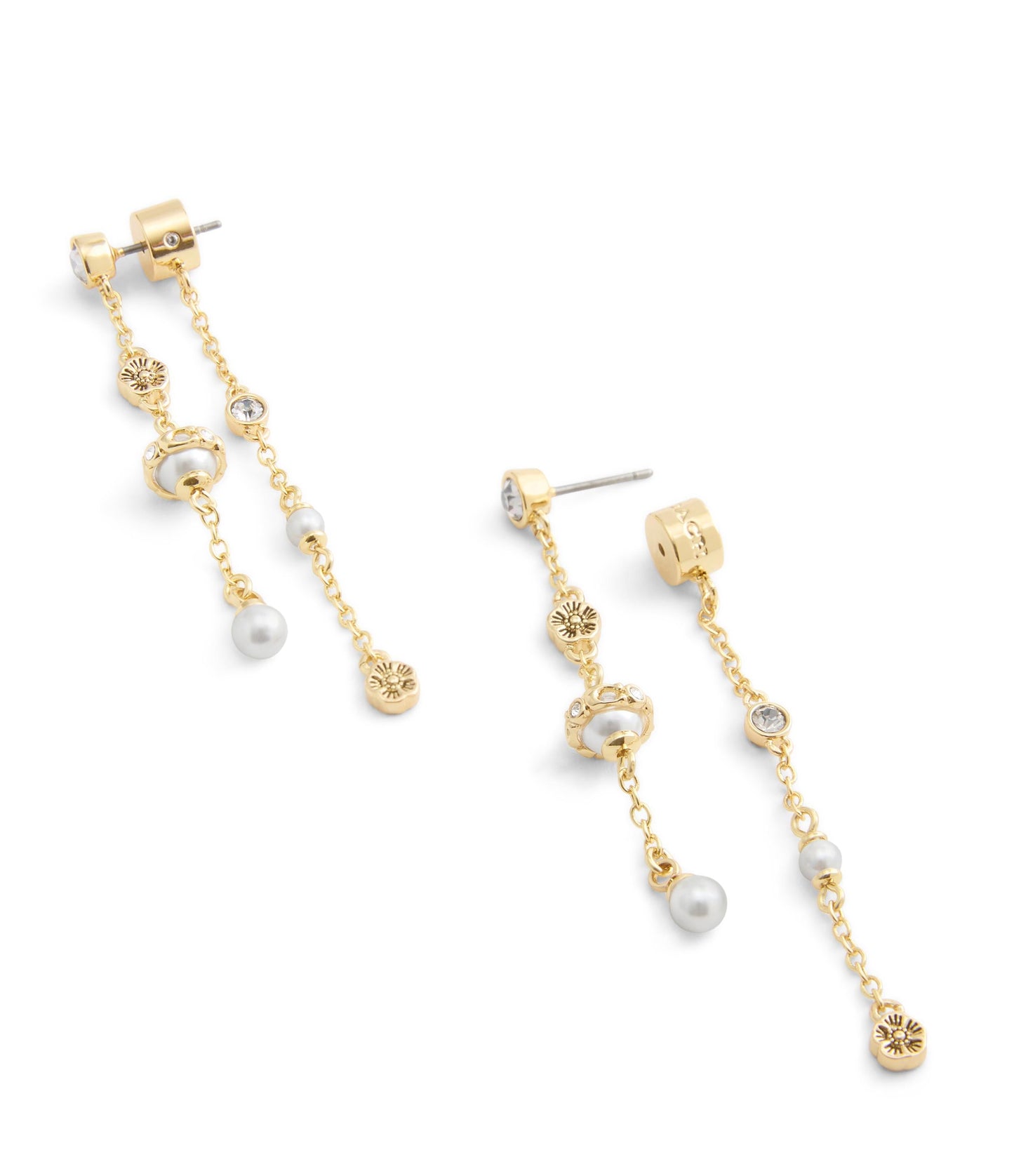 37527597GLD-Signature Heritage Mixed Charm Front Back Earrings-Pearl