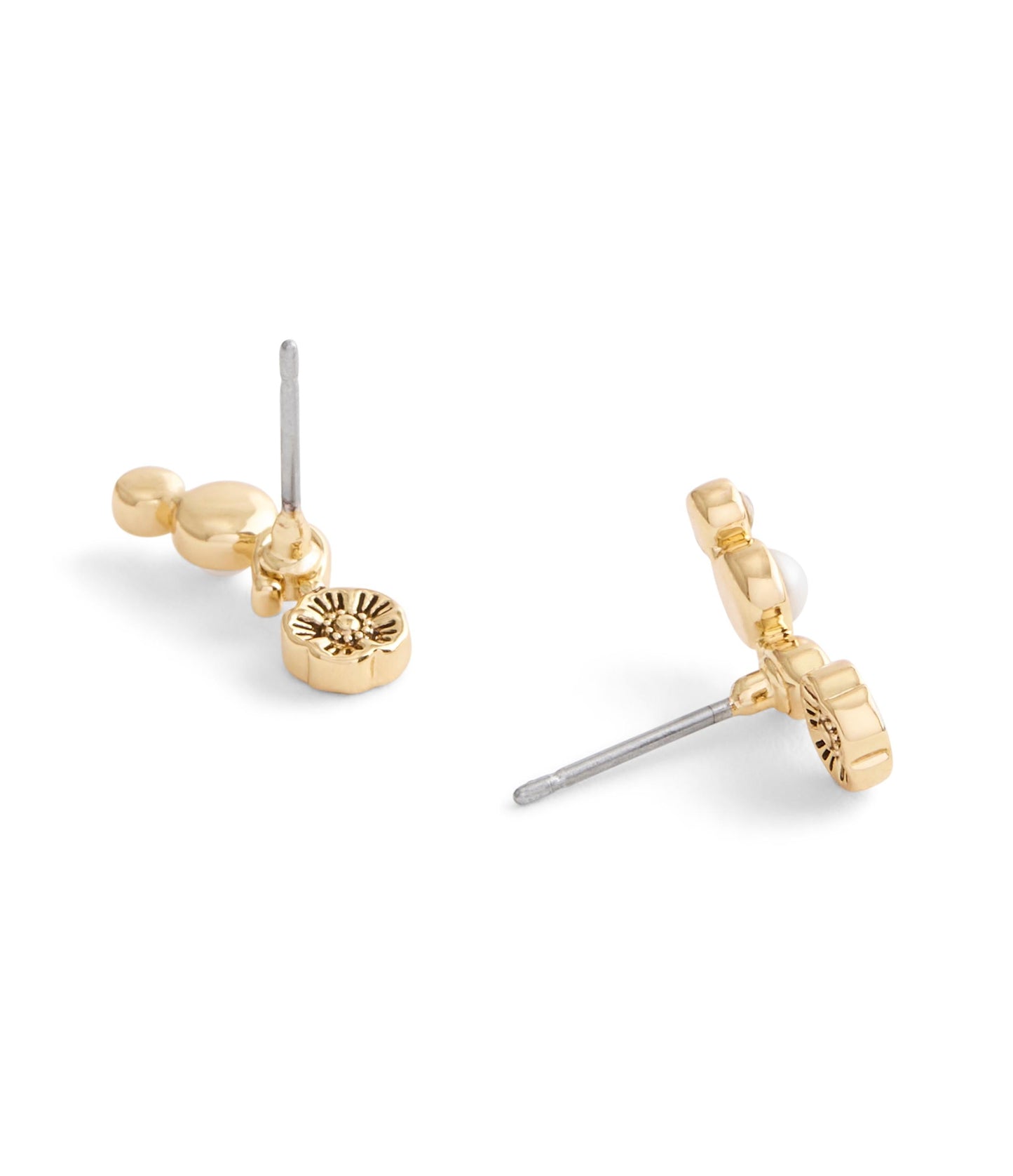 37527598GLD-Signature Heritage Pearl Crawler Earrings-Pearl