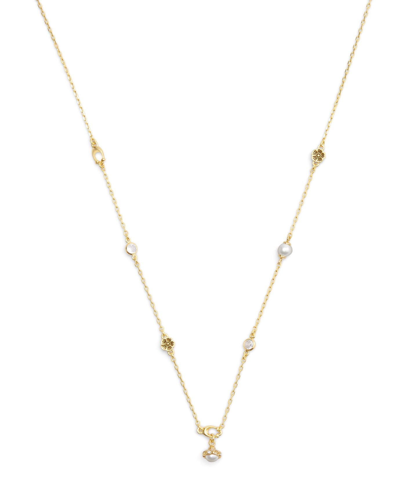 37527599GLD-Signature Heritage Pearl Charm Strand Necklace-Pearl