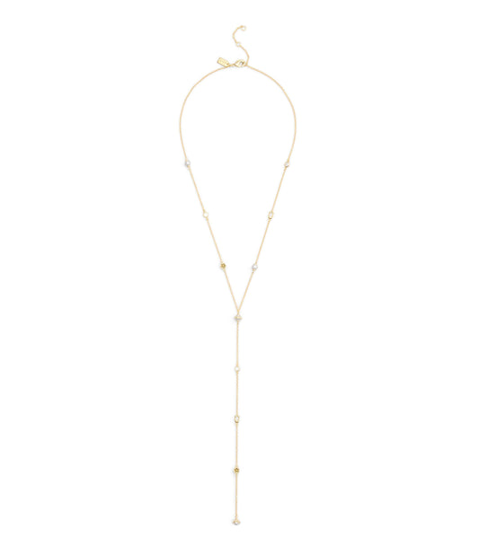 37527600GLD-Signature Heritage Pearl Charm Strand Y Necklace-Pearl