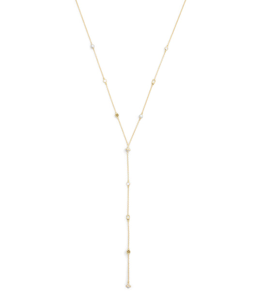 37527600GLD-Signature Heritage Pearl Charm Strand Y Necklace-Pearl