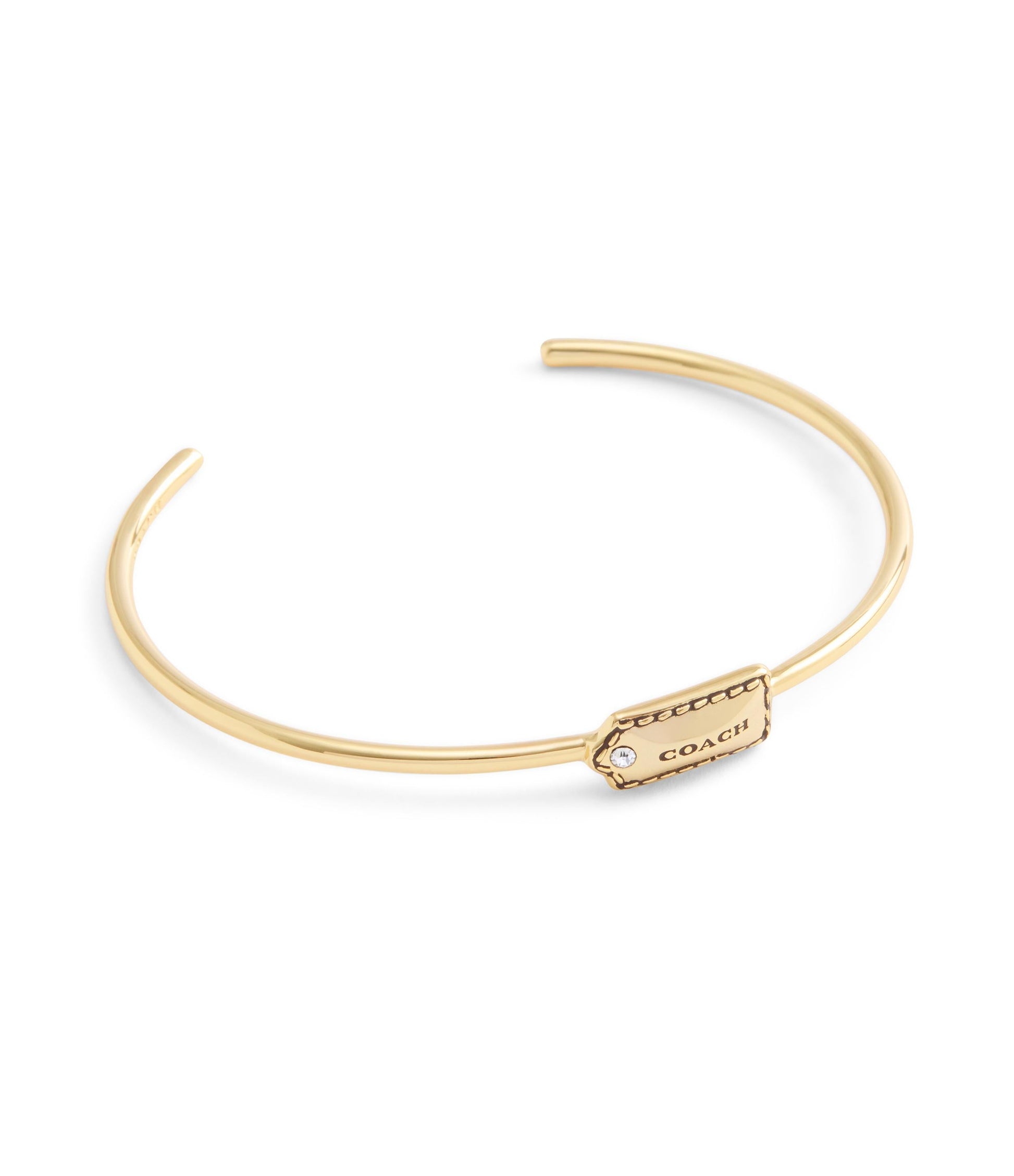 37527604GLD-Signature Hangtag Thin Cuff Bracelet-Gold