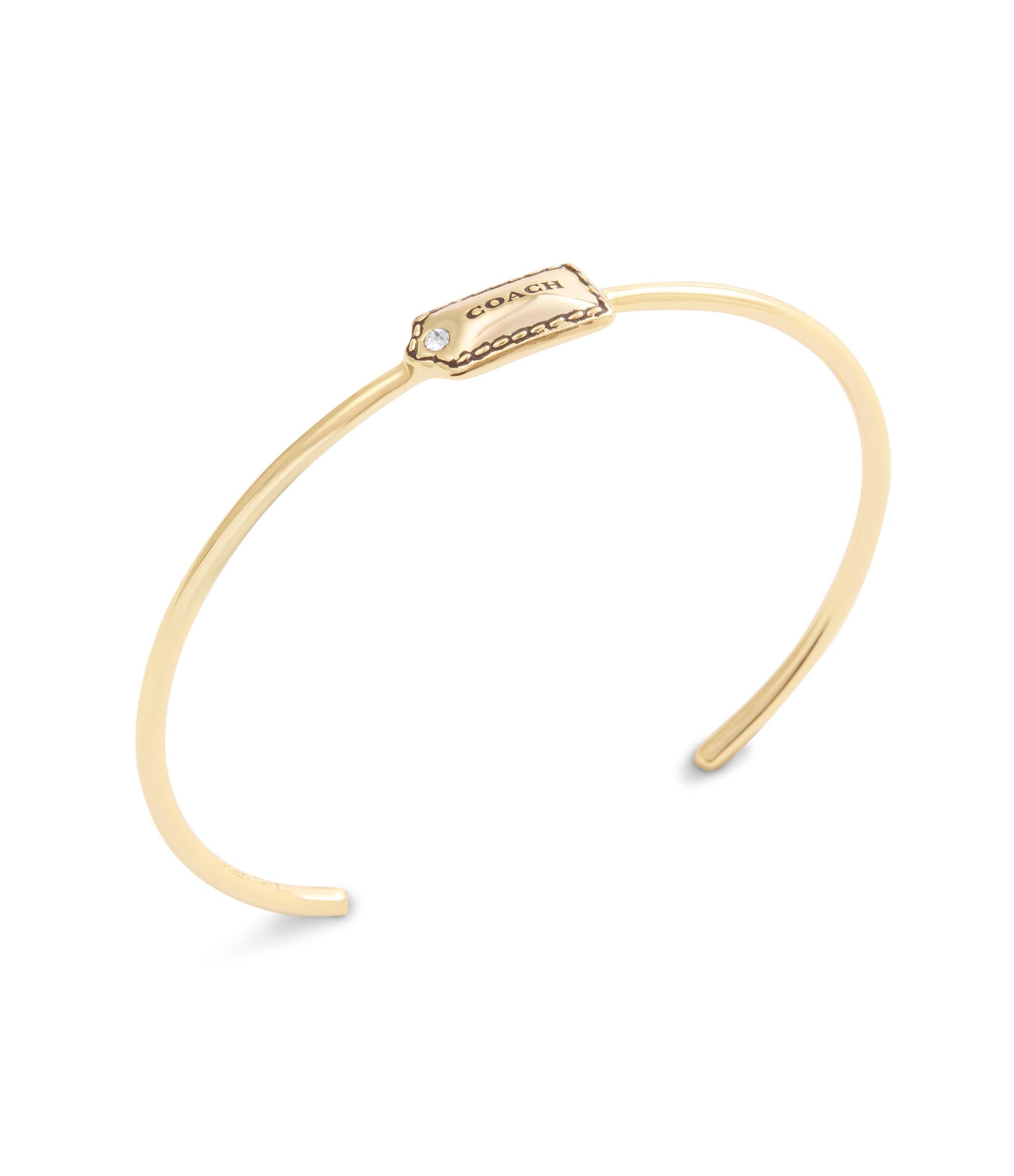 37527604GLD-Signature Hangtag Thin Cuff Bracelet-Gold