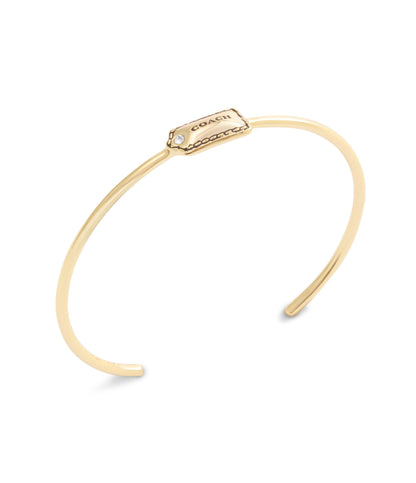 37527604GLD-Signature Hangtag Thin Cuff Bracelet-Gold