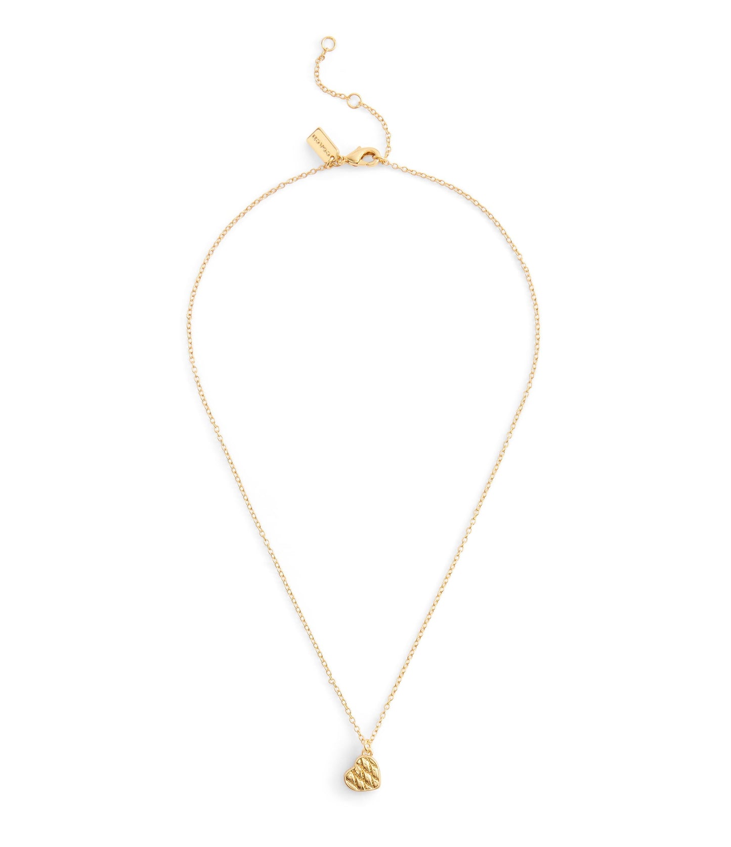 37530125GLD-Signature Quilted Heart Pendant Necklace-Gold
