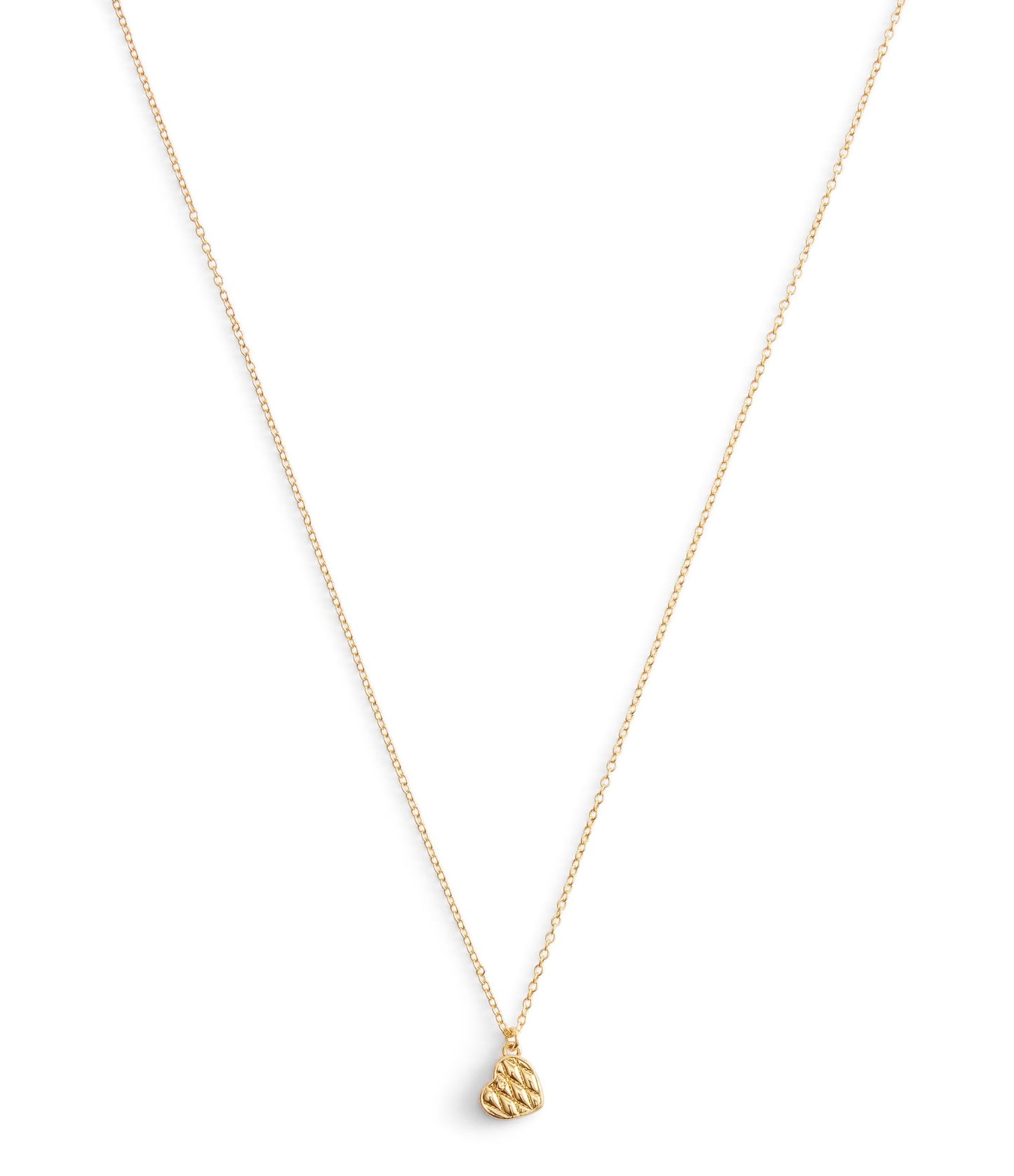 37530125GLD-Signature Quilted Heart Pendant Necklace-Gold