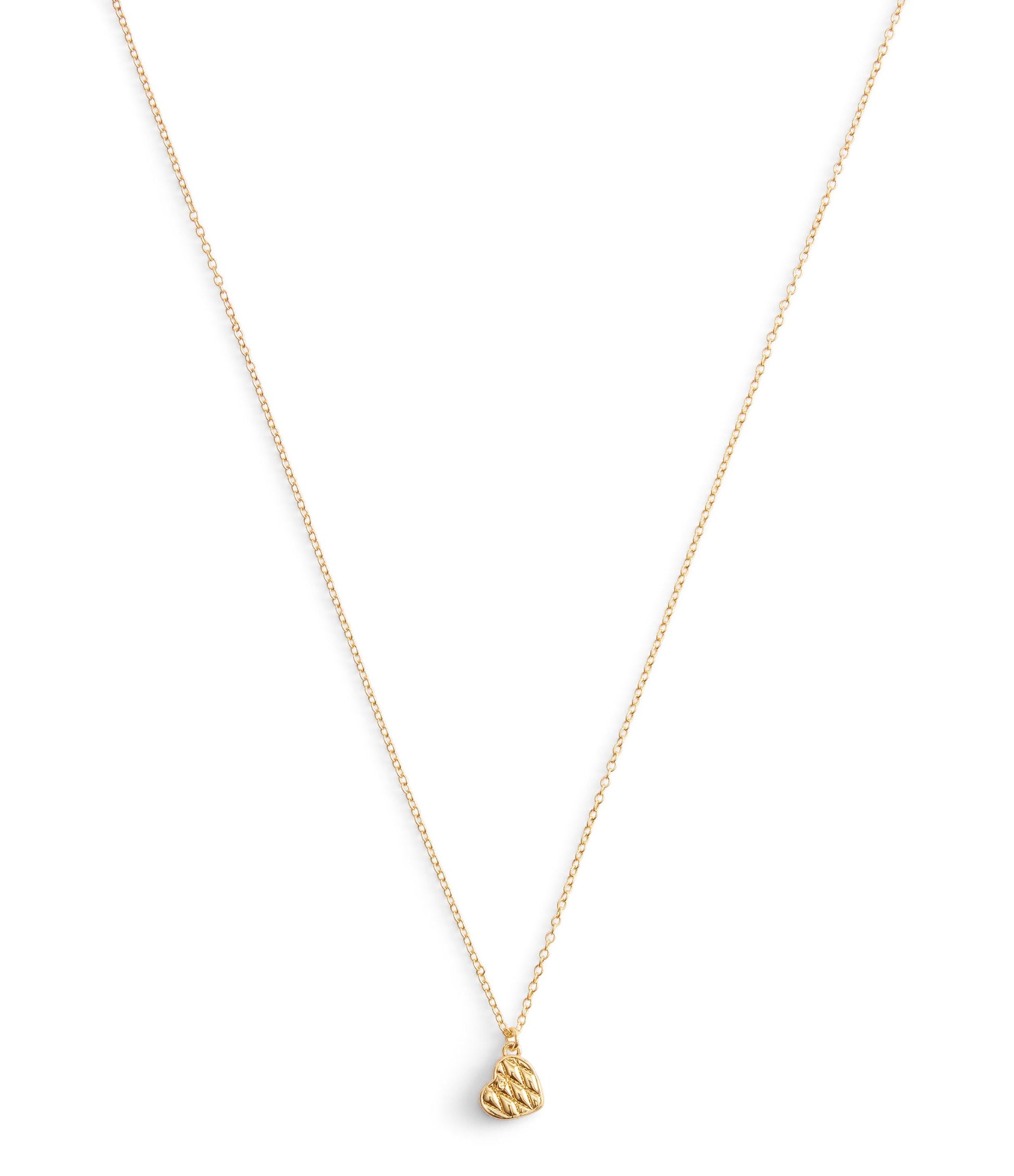37530125GLD-Signature Quilted Heart Pendant Necklace-Gold