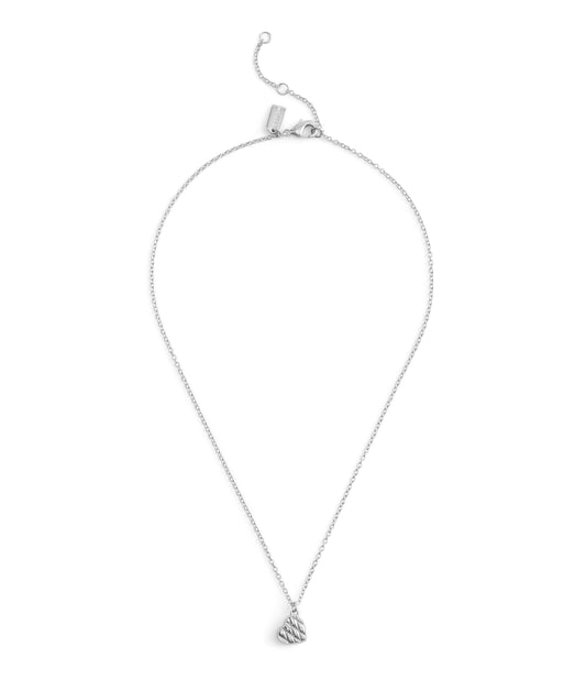 37530125RHO-Signature Quilted Heart Pendant Necklace-Rhodium