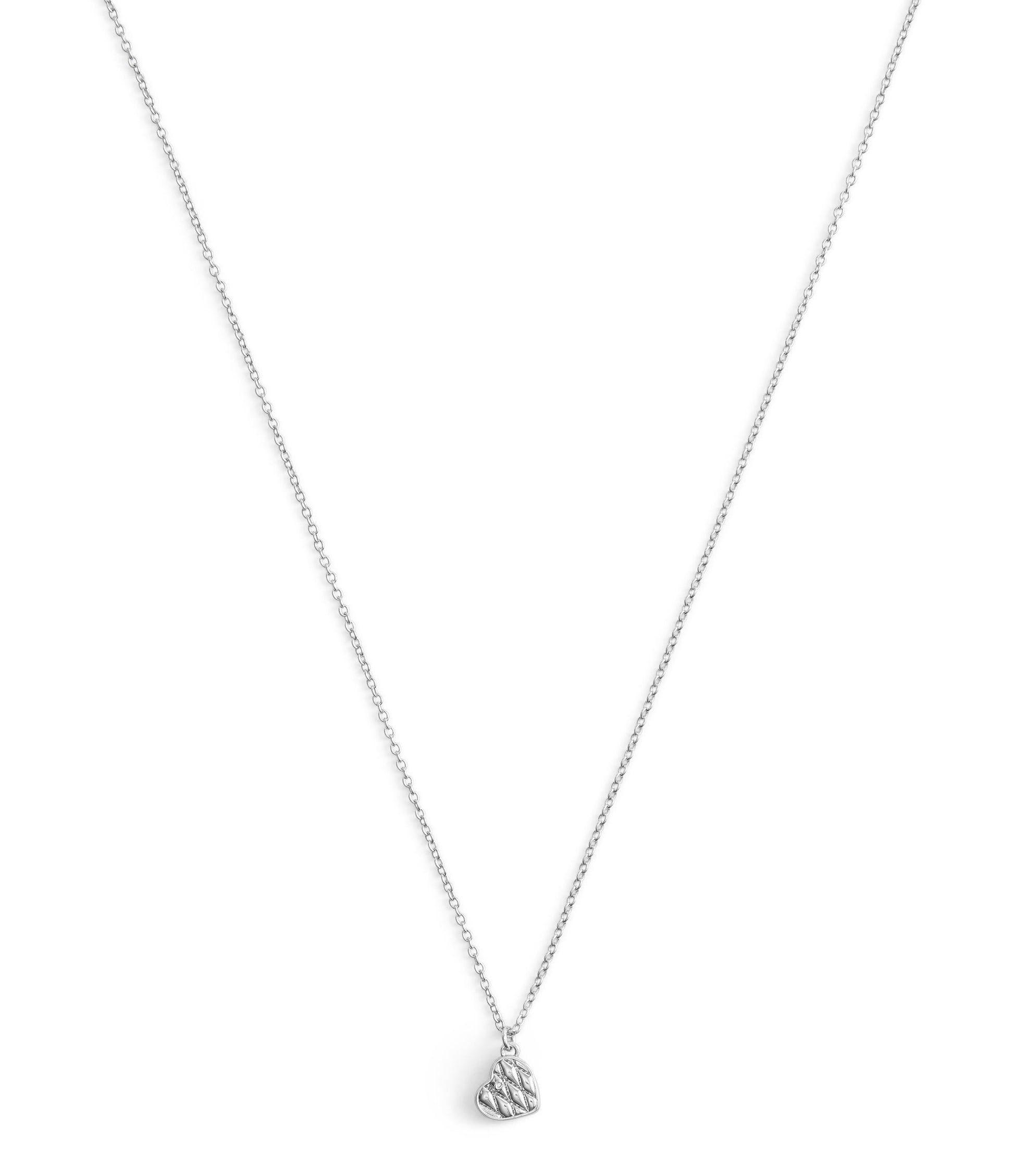37530125RHO-Signature Quilted Heart Pendant Necklace-Rhodium