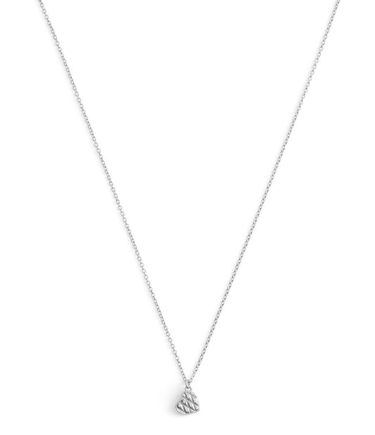 37530125RHO-Signature Quilted Heart Pendant Necklace-Rhodium