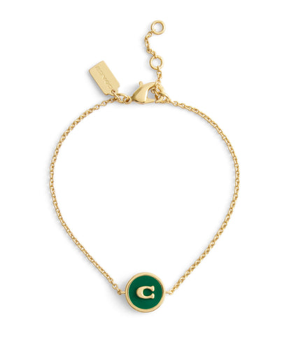 37530388GLD-Signature C Coin Charm Boxed Bracelet-Green