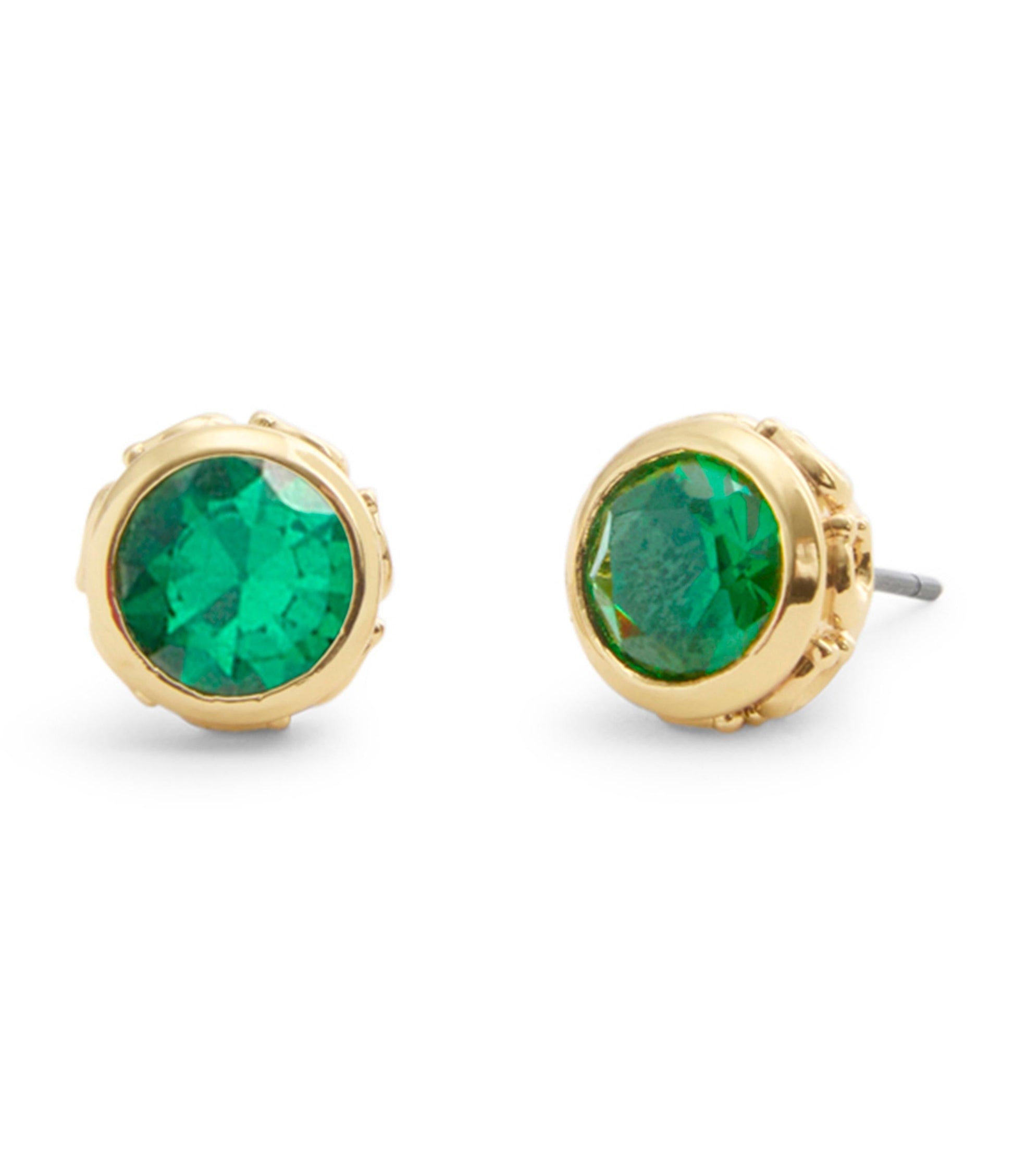 37530390GLD-Stone Necklace & Earrings Boxed Jewelry Set-Green