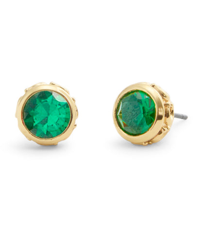 37530390GLD-Stone Necklace & Earrings Boxed Jewelry Set-Green