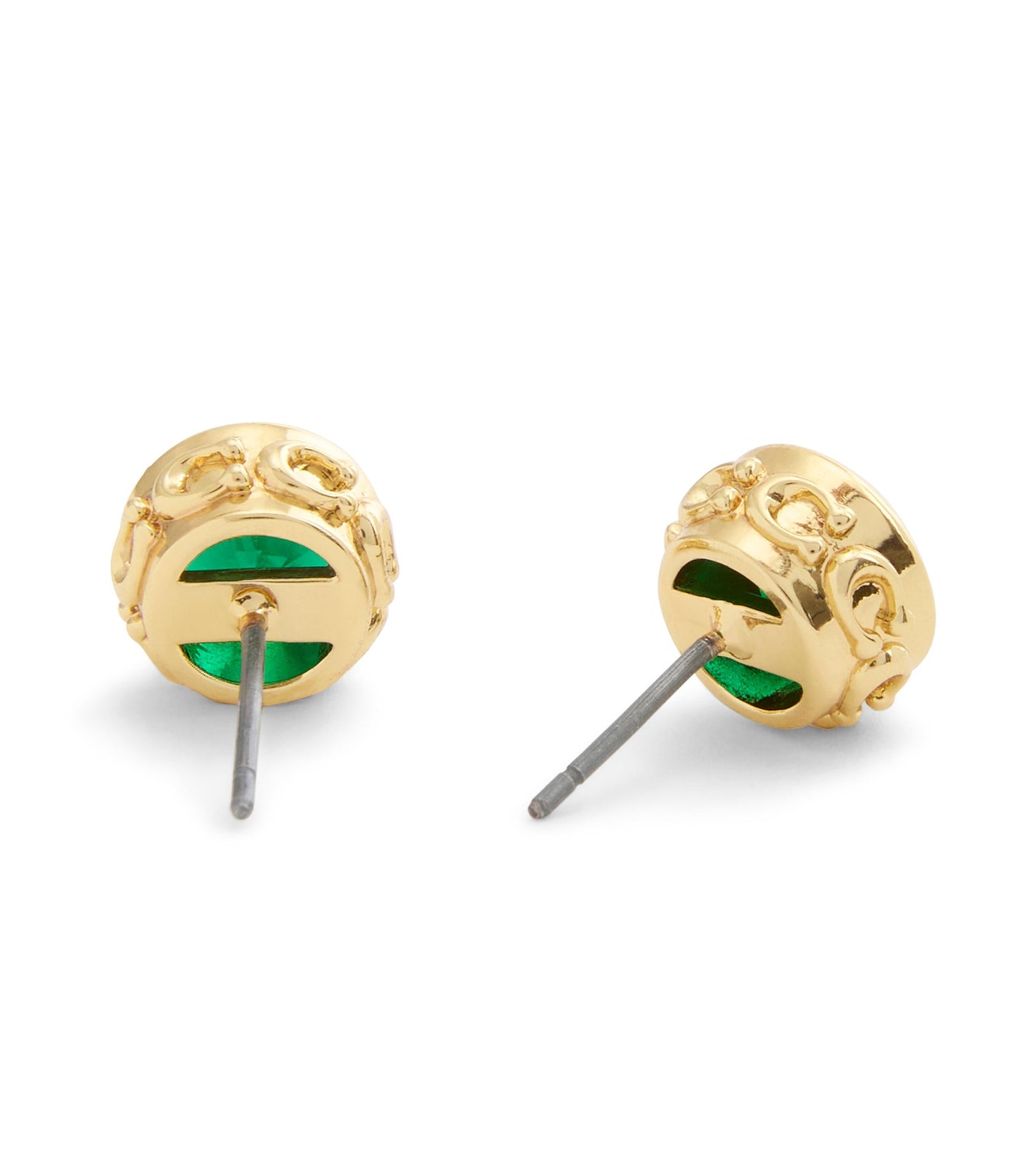 37530390GLD-Stone Necklace & Earrings Boxed Jewelry Set-Green