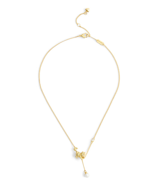 37541346GLD-Signature Cat Pearl Pendant Necklace-Peal