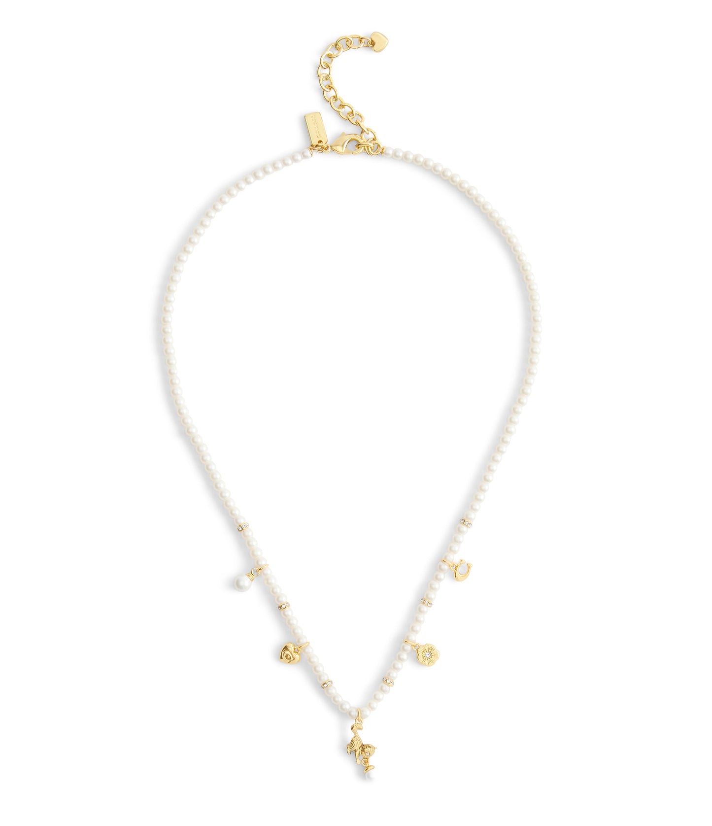 37541347GLD-Signature Cat Charm Pearl Strand Necklace-Pearl
