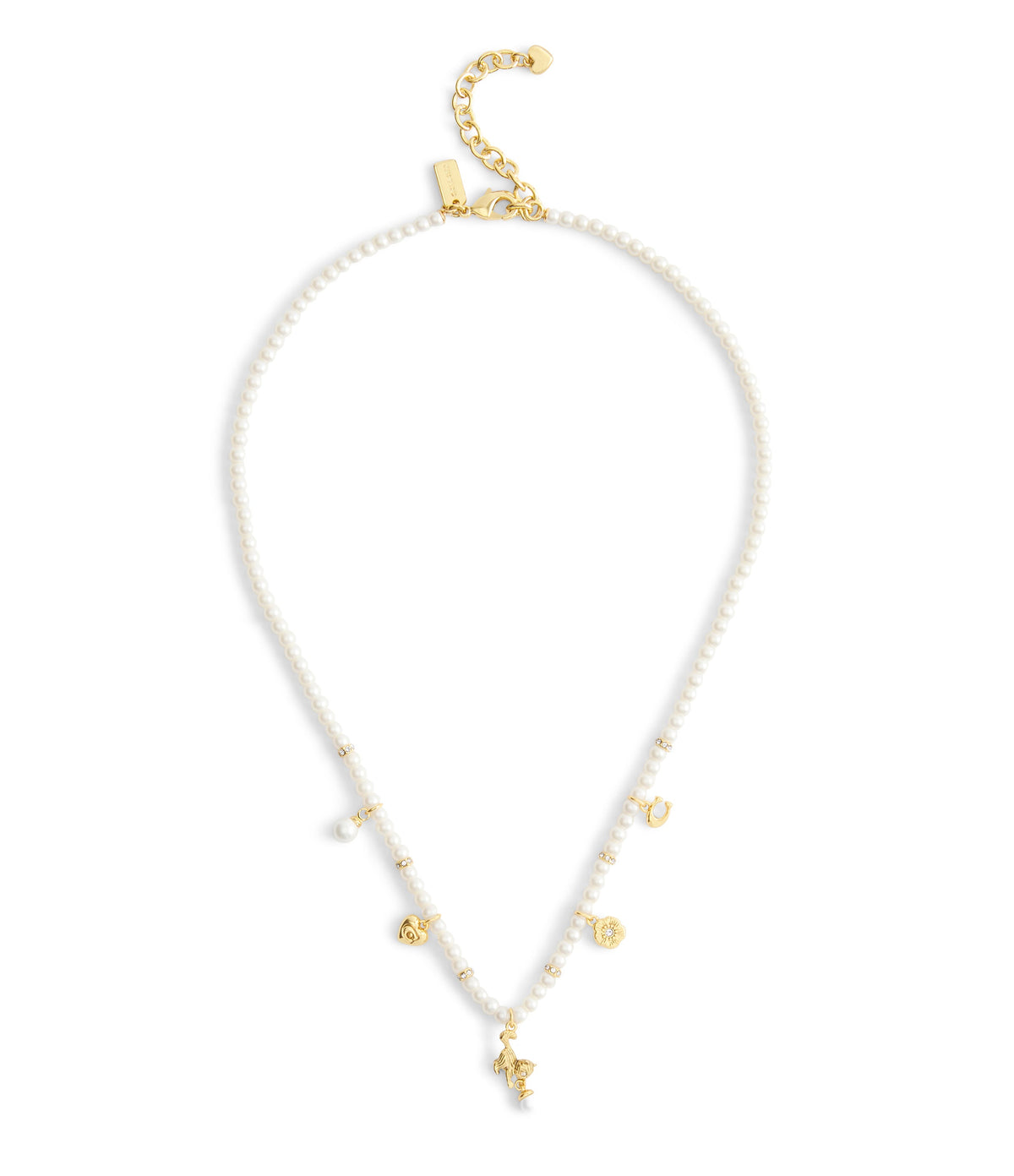 37541347GLD-Signature Cat Charm Pearl Strand Necklace-Pearl