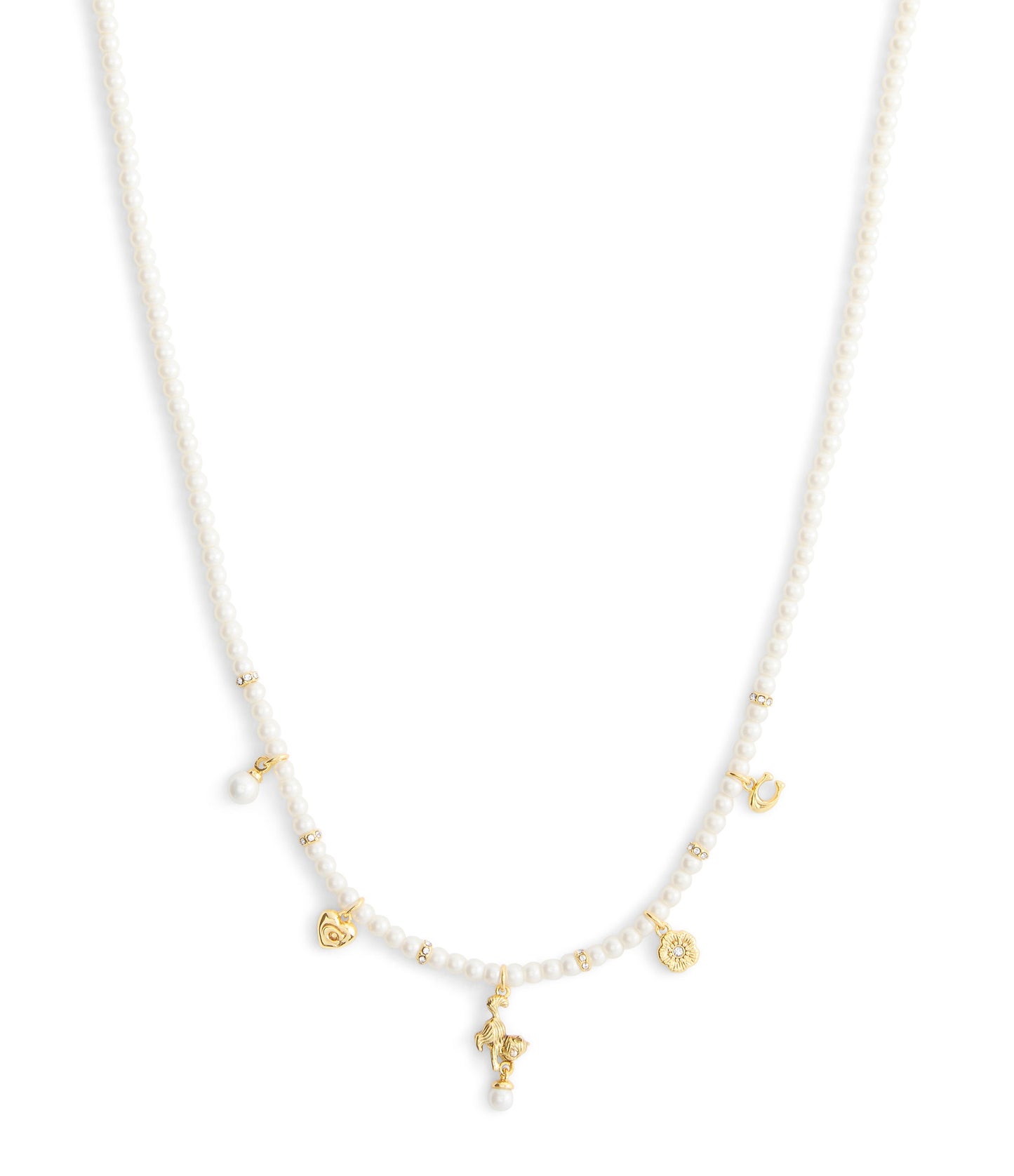 37541347GLD-Signature Cat Charm Pearl Strand Necklace-Pearl