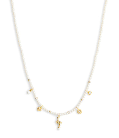 37541347GLD-Signature Cat Charm Pearl Strand Necklace-Pearl