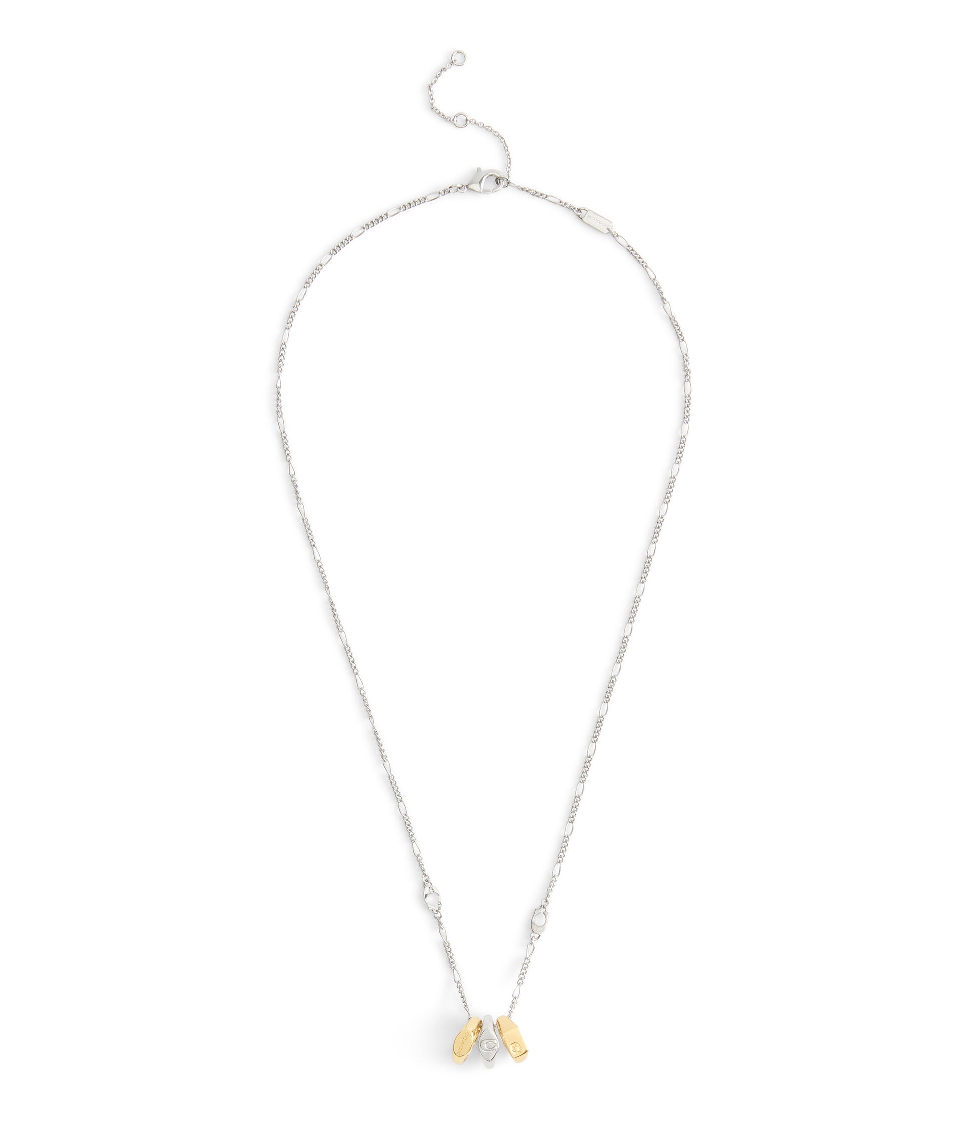 37541356TWO-Signature Signet Rondelle Pendant Necklace-Twotone- Rhod/Gld
