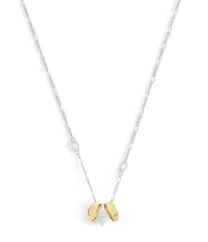 37541356TWO-Signature Signet Rondelle Pendant Necklace-Twotone- Rhod/Gld