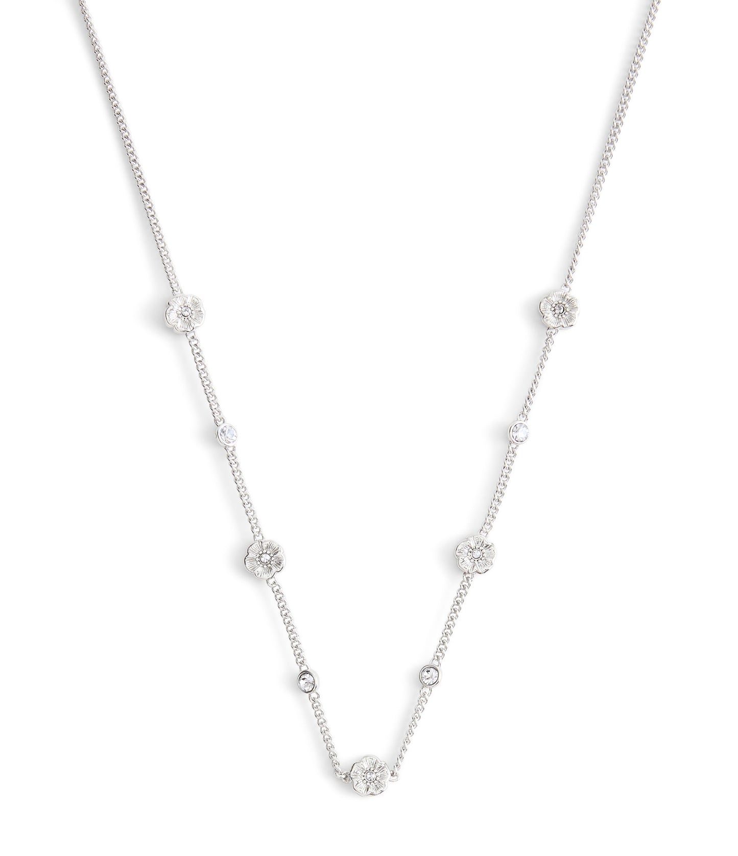 37541358RHO-Signature Tea Rose Strand Necklace-Rhodium
