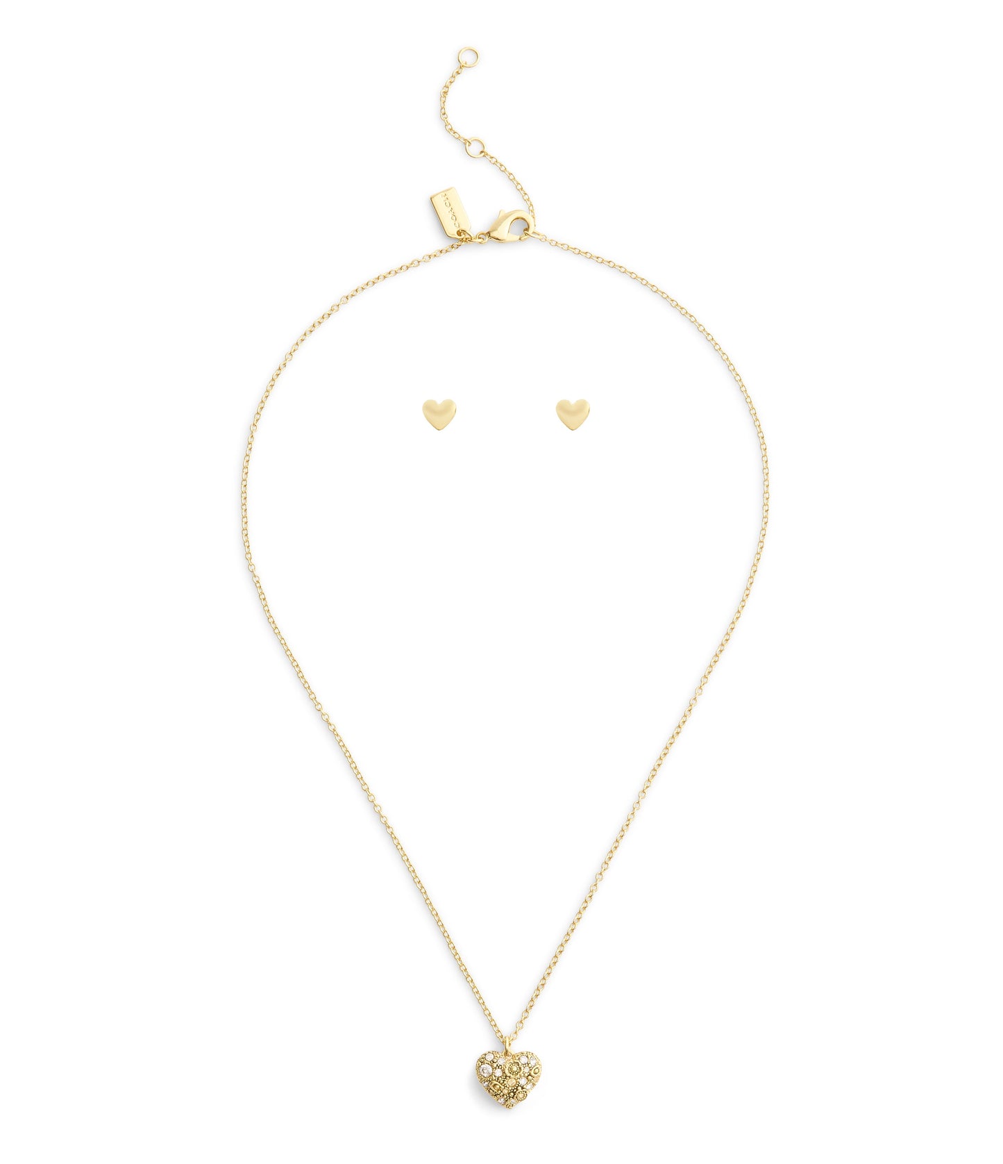 37541359GLD-Signature C Pavé Heart Boxed Jewelry Set-Crystal