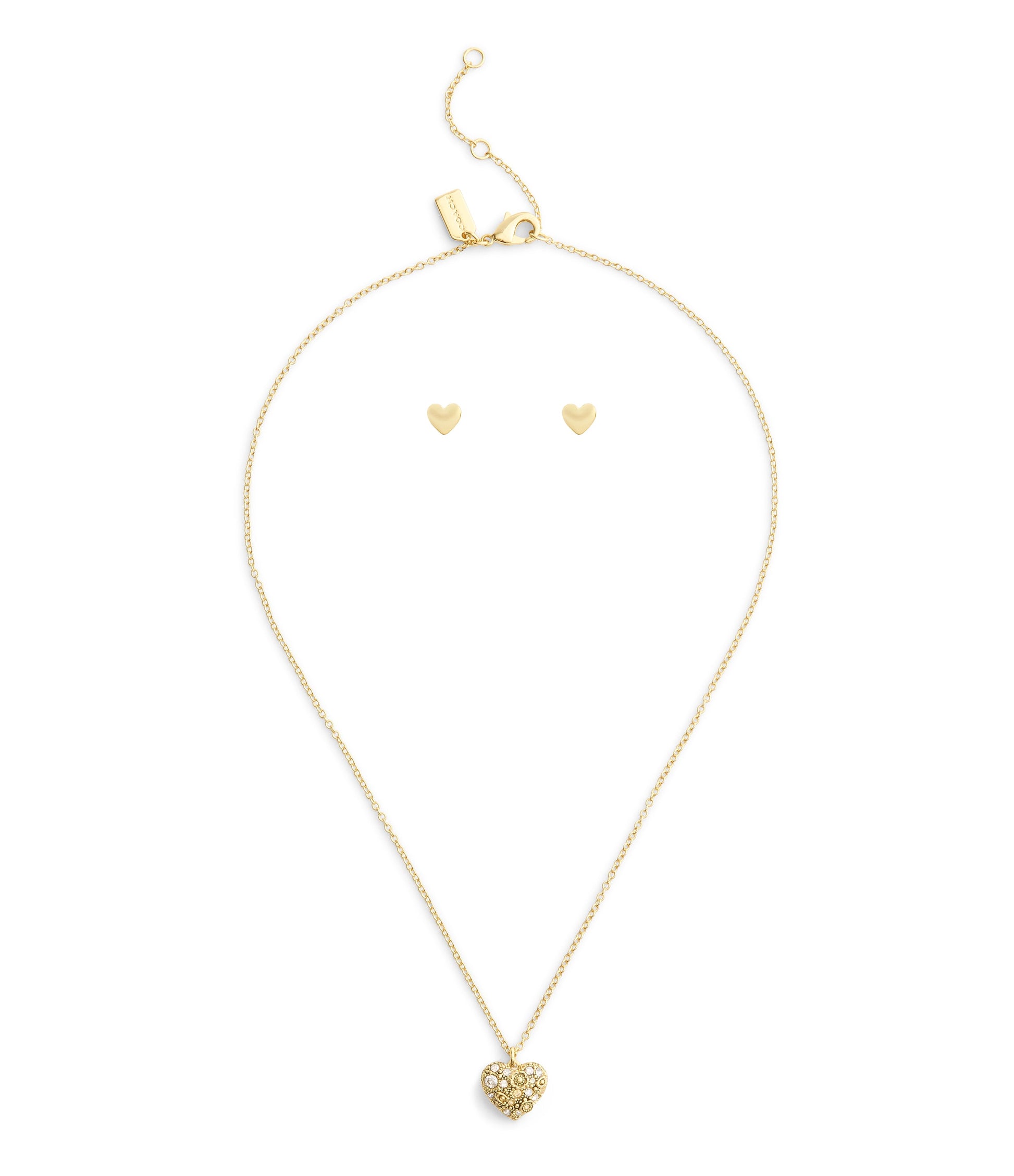 37541359GLD-Signature C Pavé Heart Boxed Jewelry Set-Crystal
