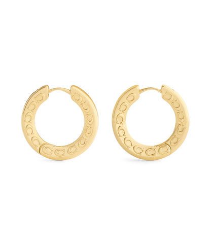 37541370GLD-Signature C Small Hoop Earrings-Gold