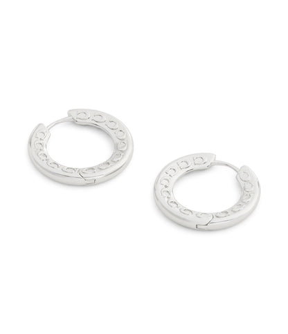 37541370RHO-Signature C Small Hoop Earrings-Rhodium