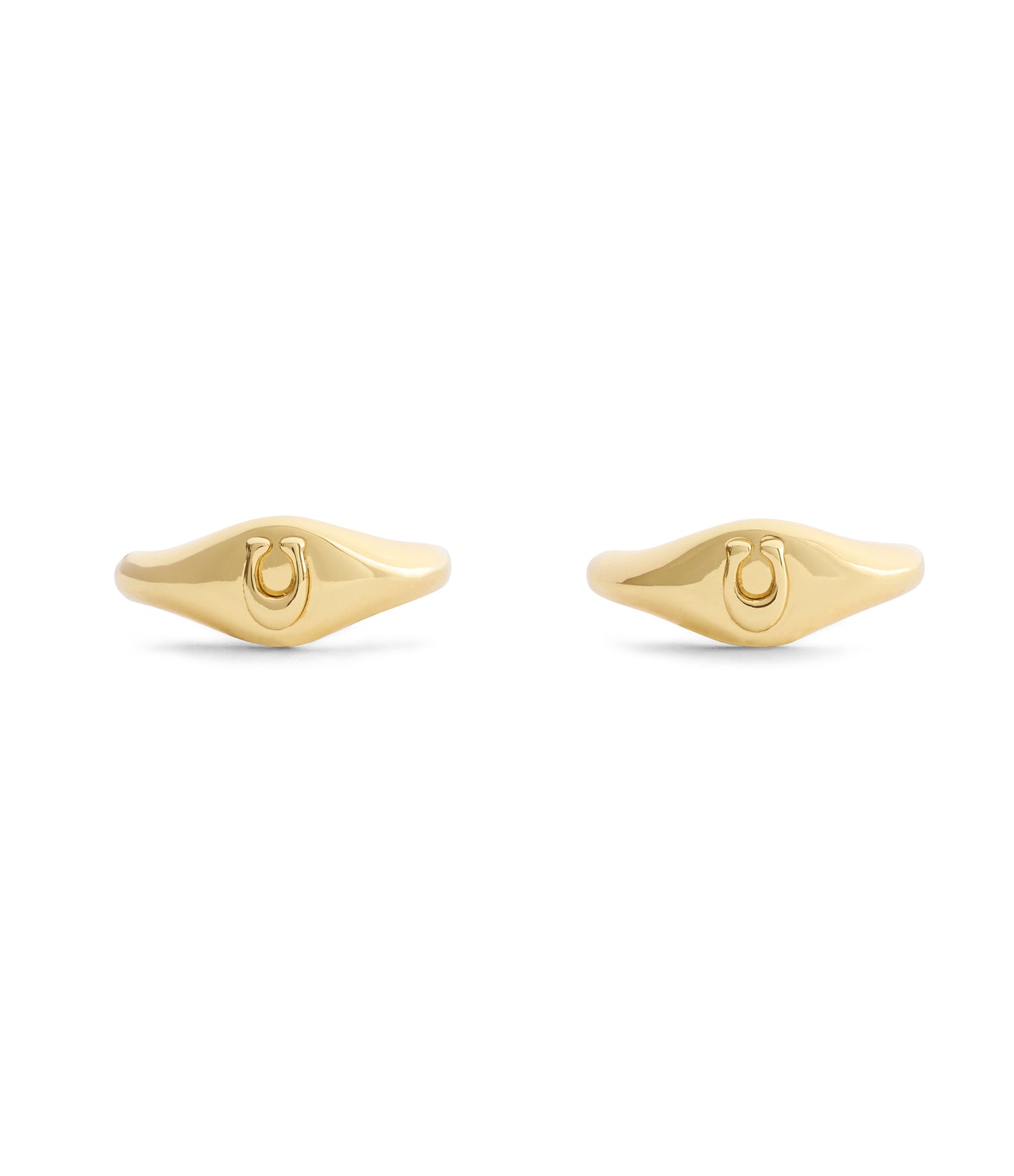 37541372GLD-Signature Signet Huggie Earrings-Shiny Gold