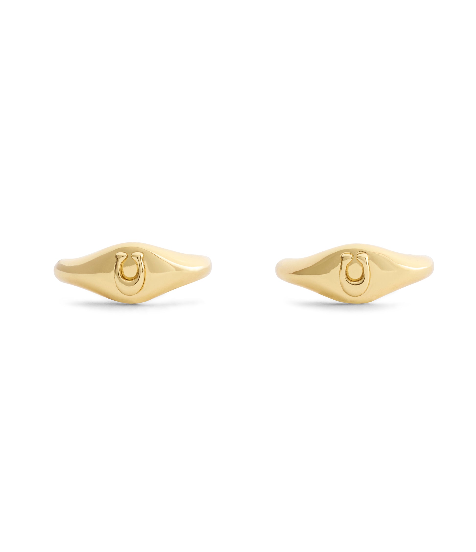 37541372GLD-Signature Signet Huggie Earrings-Shiny Gold