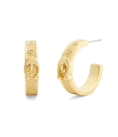 37541373GLD-Signature C Buckle Bangle Hoop Earrings-Gold