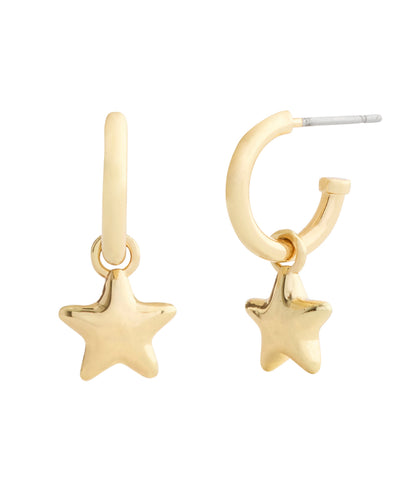 37546484GLD-Star Charm Huggie Earrings-Gold