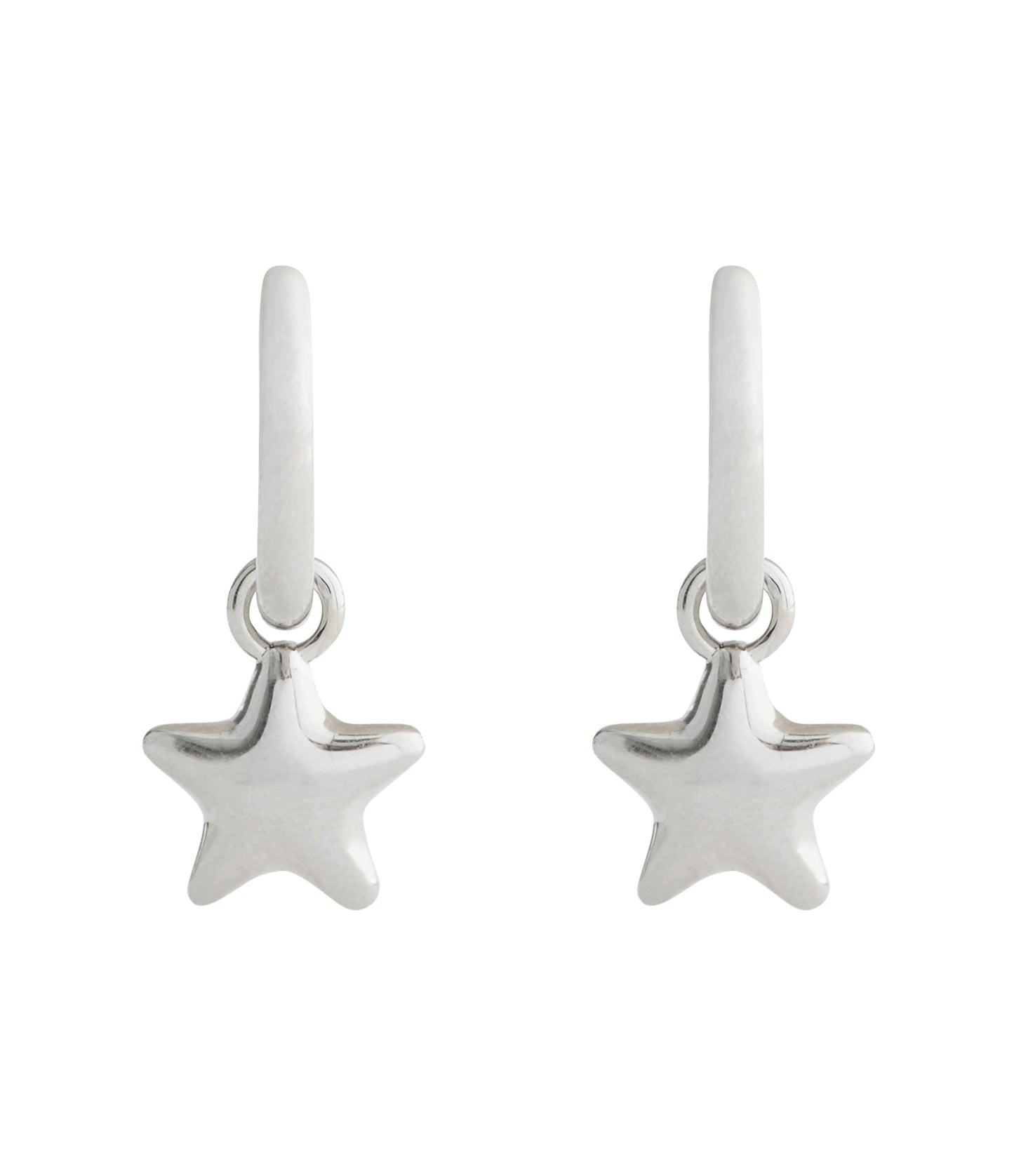 37546484RHO-Star Charm Huggie Earrings-Rhodium