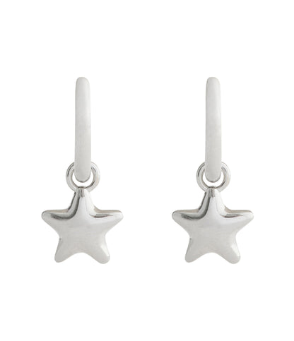 37546484RHO-Star Charm Huggie Earrings-Rhodium