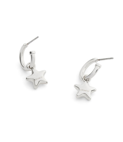 37546484RHO-Star Charm Huggie Earrings-Rhodium