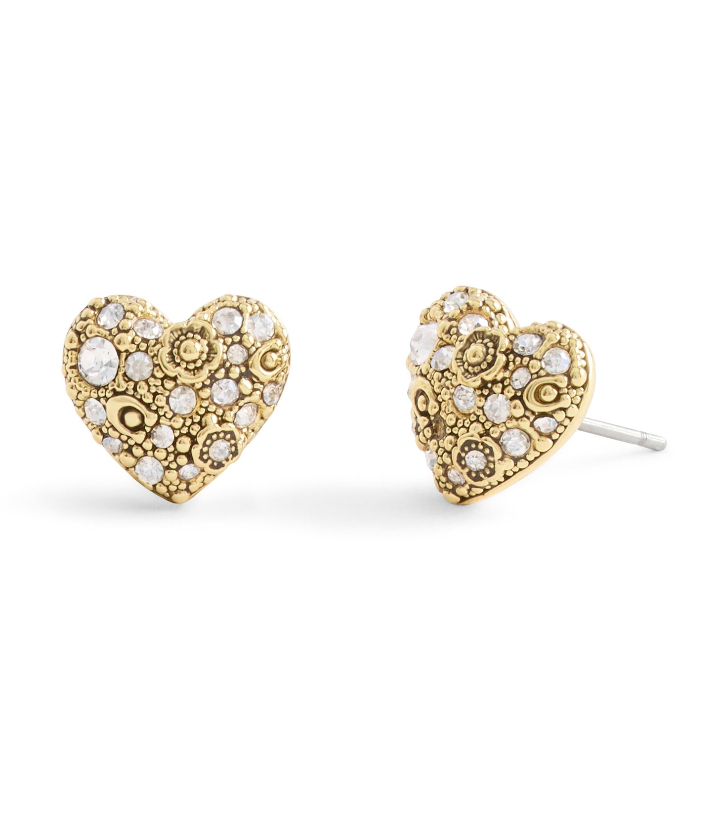 37546485GLD-Signature C Pavé Heart Stud Boxed Earrings-Crystal