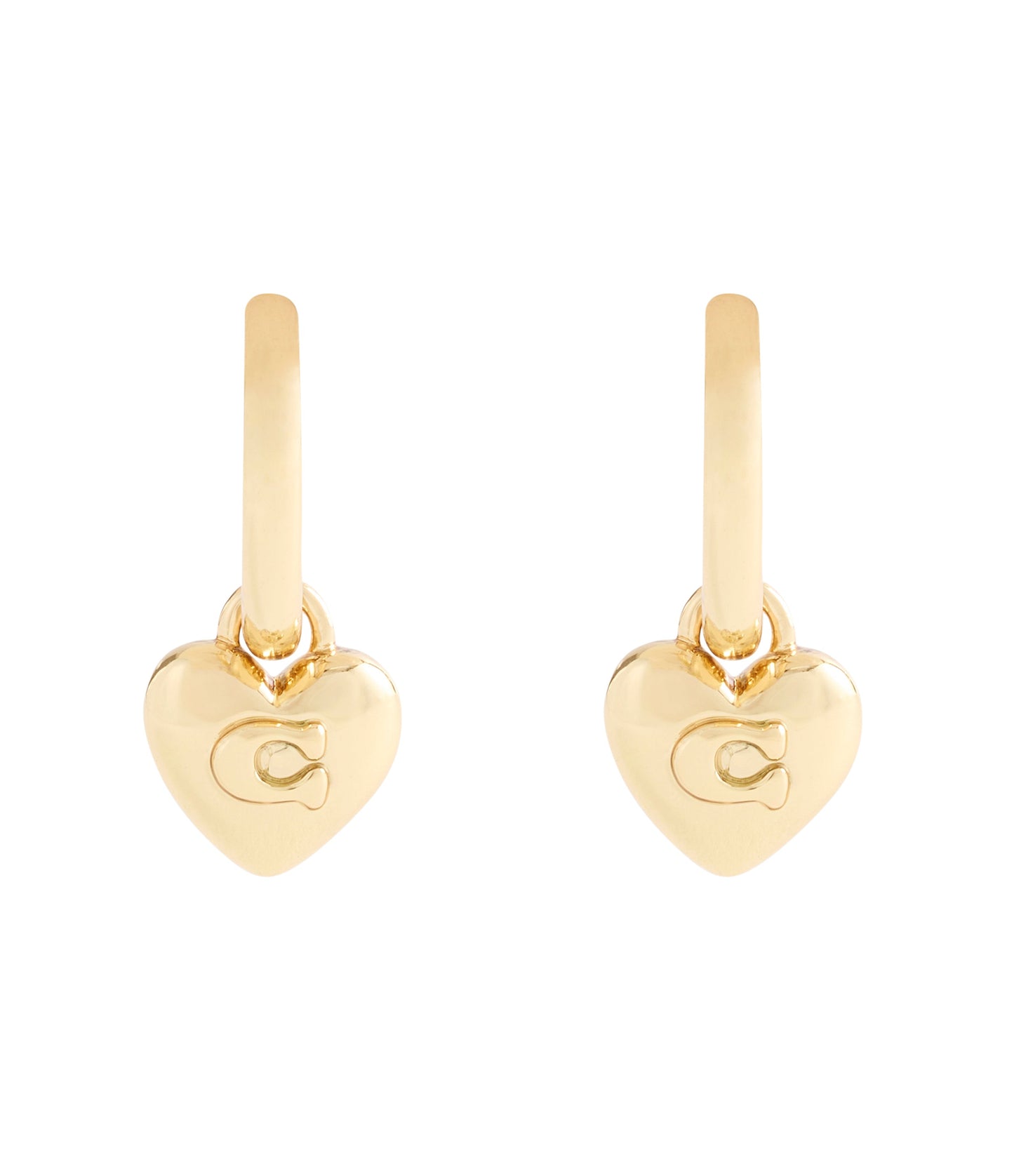 37546491GLD-Signature C Heart Charm Huggie Earrings-Gold