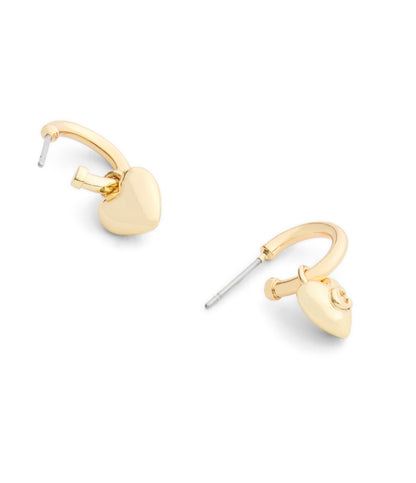 37546491GLD-Signature C Heart Charm Huggie Earrings-Gold