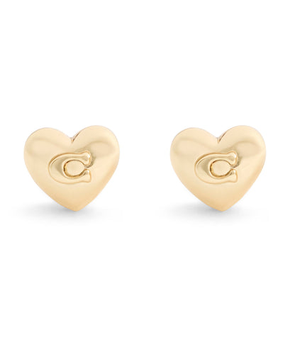 37546494GLD-Signature C Heart Stud Earrings-Gold