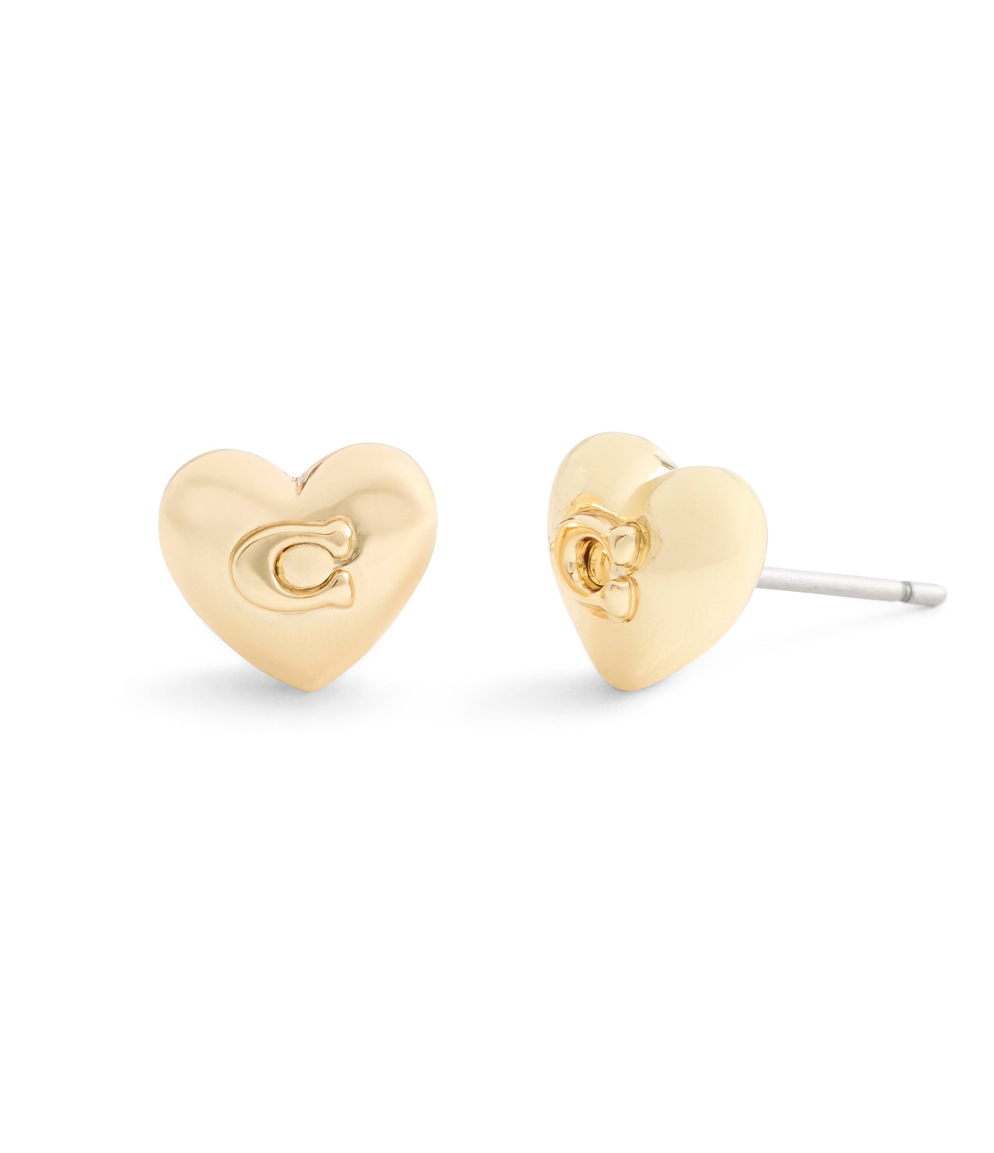 37546494GLD-Signature C Heart Stud Earrings-Gold